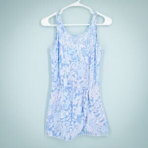 Lilly Pulitzer Girls Size XL 12-14 Mini Jarrett Boca Blue Sea What I See Romper